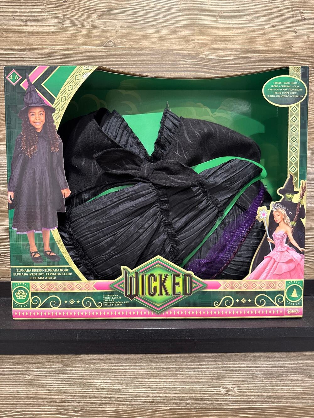 Wicked Elphaba Dress Hat Cape Halloween Costume Dress Up Girls 4-6X